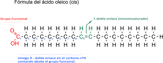 fórmula estructural del ácido oleico